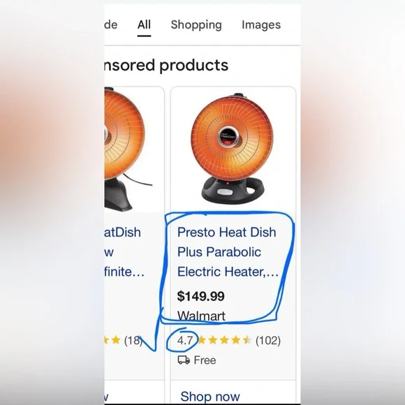 Presto Heat Dish Plus Parabolic Electric Heater, Black and Silver - Picture 8 of 8